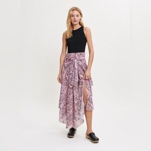 Maje Rapripollo Paisley Print Boho Wrap Maxi Dress Size Small Asymmetric Skirt